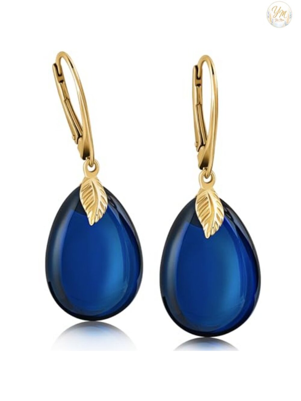 Gold Plated Sterling Silver Amber Leverback Dangle Earrings Women